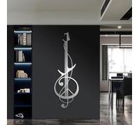 Decoración de Pared de Metal con diseño Minimalista Moderno de Guitarra, Arte, línea Musical, para Estudio de grabación, Sala de Estar (Plateado, 121 x 39 cm)