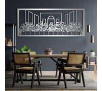 Decoración de Pared de Metal con la Última Cena de Jesús de Leonardo Da Vinci, Regalo Cristiano, Regalo de inauguración (96 x 40 cm, Plateado)