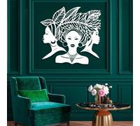 Decoración de Pared de Metal con Mujeres africanas, afroamericanas, África Moderna para Dormitorio, baño, Sala de Estar y hogar (Blanco, 60 x 57 cm)