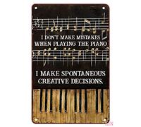Decoración de pared de metal con texto en inglés "Piano I Make Spontaneous Creative Decision", letrero de estaño, arte elegante, decoración de metal, placa de hierro divertida, regalo para habitación