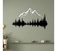 Decoración de pared de metal de montaña y bosque de metal, escultura de pared grande para hogar rústico, interior y exterior, decoración moderna, imágenes para el hogar, oficina, sala de estar