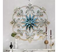 Decoración de pared de metal, decoración de pared con hojas y flores en 3D, colgante de pared de hierro, esculturas de pared modernas para decoración del hogar(B)
