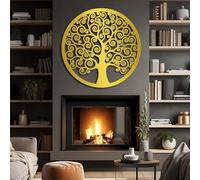 Decoración de Pared de Metal esculturas Colgantes de árbol de la Vida para Sala de Estar y Dormitorio Color Dorado 70 x 70 cm (28 x 28 Pulgadas)