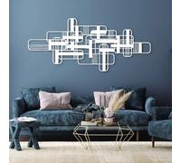 Decoración de Pared de Metal esculturas Colgantes de Estilo geométrico Moderno y Lujoso para Sala de Estar y Dormitorio Color Blanco 35 x 15 Pulgadas | 90 x 39 cm