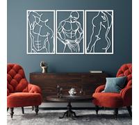 Decoración de Pared de Metal esculturas Colgantes de Hombre Desnudo línea del Cuerpo Masculino Cuerpo de Hombre para Sala de Estar Dormitorio Blanco 30 x 59 Pulgadas | 76 x 149 cm