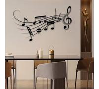 Decoración de Pared de Metal esculturas Colgantes de Notas Musicales Piano música para Sala de Estar y Dormitorio Color Negro 41 x 25 Pulgadas | 105 x 63 cm