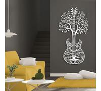 Decoración de Pared de Metal esculturas Colgantes de Pared árbol de la Vida con Guitarra música motivaciones para Sala de Estar Dormitorio baño Oficina Blanco 121 × 63 cm 48 × 25 Pulgadas
