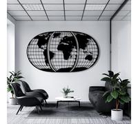 Decoración de Pared de Metal esculturas Colgantes de Pared Globo terráqueo Mapa del Mundo Naciones Modernas para Sala de Estar Dormitorio baño Oficina Negro 47 × 27 cm 19 × 11 Pulgadas