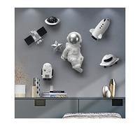 Decoración de pared de metal, espacio 3D y decoración de pared de astronauta, decoración de dormitorio de niños para pared, decoración artística creativa para sala de estar, dormitorio, hogar, hotel
