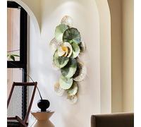 Decoración de pared de metal estilo bohemio, gran flor de loto para sala de estar, decoración moderna de pared con hojas apiladas en 3D, escultura náutica costera, 135 x 64 cm