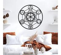 Decoración de pared de metal grande, arte de pared de geometría sagrada de metaldecoración de pared espiritual, decoración de meditación, colgante de pared para sala de estar y sala de yoga.