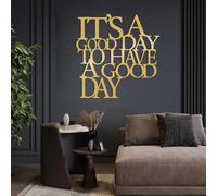 Decoración de Pared de Metal inspiradora, Es un Buen día para Tener un Buen día, Cita Positiva, Arte de Pared Motivacional para Sala de Estar (Dorado, 76 x 76 cm).