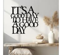 Decoración de Pared de Metal inspiradora, Es un Buen día para Tener un Buen día, Cita Positiva, Arte de Pared Motivacional para Sala de Estar (Negro, 76 x 76 cm)