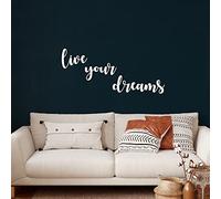 Decoración de pared de metal, Live Your Dream, decoración del hogar, sala de estar, letrero de pared, arte de pared de metal, decoración de interiores, colgantes de interior y exterior, color blanco
