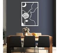 Decoración de pared de metal minimalista con líneas faciales de pareja, arte abseja, arte abstracto de besos, moderno, para amantes del amor, para el hogar, la sala de estar y el dormitorio.