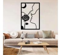 Decoración de pared de metal minimalista con líneas faciales de pareja, arte abseja, arte abstracto de besos, moderno, para amantes del amor, para el hogar, la sala de estar y el dormitorio.