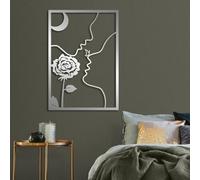 Decoración de pared de metal minimalista con líneas faciales de pareja, arte abseja, arte abstracto de besos, moderno, para amantes del amor, para el hogar, la sala de estar y el dormitorio.