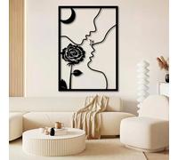 Decoración de pared de metal minimalista con líneas faciales de pareja, arte abseja, arte abstracto de besos, moderno, para amantes del amor, para el hogar, la sala de estar y el dormitorio.