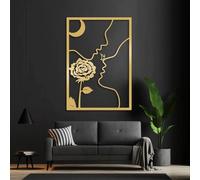 Decoración de pared de metal minimalista con líneas faciales de pareja, arte abseja, arte abstracto de besos, moderno, para amantes del amor, para el hogar, la sala de estar y el dormitorio.