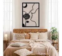 Decoración de pared de metal minimalista con líneas faciales de pareja, arte abseja, arte abstracto de besos, moderno, para amantes del amor, para el hogar, la sala de estar y el dormitorio.