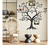 Decoración de Pared de Metal Minimalista Moderna Árbol genealógico, Arte de la Vida, Sala de Estar, Interior/Exterior, Dormitorio, Baño, Cocina, Oficina, Comedor Interior/Exterior (Negro, 35x33 pulga