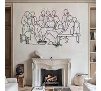 Decoración de Pared de Metal Minimalista Moderna, Arte de los apóstoles de Jesús, línea de discípulos religiosos, decoración Cristiana para el hogar (Negro, 150 x 96 cm)