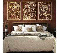 Decoración de Pared de Metal Minimalista Moderna, Arte de rostros de Picasso, Rostro Abstracto de Pablo para Sala de Estar (Oro, 76 x 55 cm)