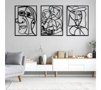 Decoración de Pared de Metal Minimalista Moderna, Arte de rostros de Picasso, Rostro Abstracto de Pablo para Sala de Estar (Negro, 53x38 Pulgadas | 135x97 cm)