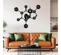 Decoración de Pared de Metal Minimalista Moderna Arte Molecular de la cafeína, Molécula, Química del café, Biología, para Colgar en el Dormitorio (Negro, 70x62 cm)