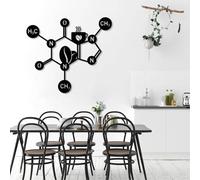 Decoración de Pared de Metal Minimalista Moderna Arte Molecular de la cafeína, Molécula, Química del café, Biología, para Colgar en el Dormitorio (Negro, 47 x 42 cm)