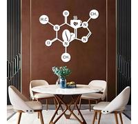 Decoración de Pared de Metal Minimalista Moderna Arte Molecular de la cafeína, Molécula, Química del café, Biología, Decoración Colgante para Dormitorio (Blanco, 90 x 80 cm)