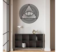 Decoración de Pared de Metal Minimalista Moderna con Arte del Ojo Que Todo lo Ve, decoración del Mal, símbolo de la Providencia, geometría Sagrada del Sol y la Luna para Sala de Estar y Dormitorio (n