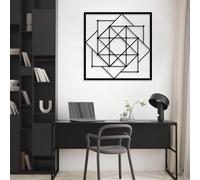 Decoración de Pared de Metal Minimalista Moderna con Arte geométrico de la proporción áurea, diseño geométrico de Fibonacci para el hogar, Sala de Estar, Dormitorio y Oficina (Negro, 76 x 76 cm).