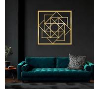 Decoración de Pared de Metal Minimalista Moderna con Arte geométrico de la proporción áurea, diseño geométrico de Fibonacci para el hogar, Sala de Estar, Dormitorio y Oficina (Dorado, 47 x 47 cm)
