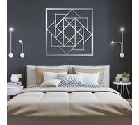 Decoración de Pared de Metal Minimalista Moderna con Arte geométrico de la proporción áurea, diseño geométrico de Fibonacci para el hogar, Sala de Estar, Dormitorio u Oficina (Plateado, 47 x 47 c