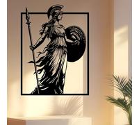 Decoración de Pared de Metal Minimalista Moderna con diseño de Diosa guerrera, Talla Hueca, Hierro Pintado en Negro para Dormitorio o Estudio, Mujeres Que aprecian la mitología (50