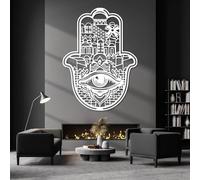Decoración de Pared de Metal Minimalista Moderna con diseño de Hamsa, Mano de Hamsa, Mal de Ojo, religión judía de Jerusalén, Yoga Zen, para Sala de Estar (Blanco, 121 x 88 cm)