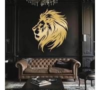 Decoración de Pared de Metal Minimalista Moderna con diseño de león, Arte, Colgante de Leo, decoración de Sala de Estar Estilo Granja con temática de Vida Silvestre (Dorado, 90 x 73 cm).
