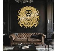 Decoración de Pared de Metal Minimalista Moderna con diseño de león, Letrero, Colgante de Vida Silvestre Leo, decoración, Colgante de Estilo rústico (Dorado, 47x47 cm)