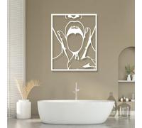 Decoración de Pared de Metal Minimalista Moderna con diseño de Mujer, estética de Lujo, Grande (75 x 60 cm, Blanco)