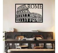 Decoración de Pared de Metal Minimalista Moderna con diseño del Coliseo de Roma, Arte, Arquitectura Europea de la Antigua Italia, Letrero conmemorativo de la Historia (Negro, 135 x 90 cm).