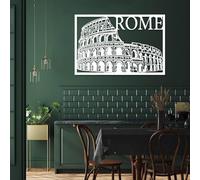 Decoración de Pared de Metal Minimalista Moderna con diseño del Coliseo de Roma, Arte, Arquitectura Europea de la Antigua Italia, Letrero conmemorativo de la Historia (Blanco, 105 x 70 cm).