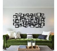 Decoración de Pared de Metal Minimalista Moderna, Estilo Lujoso, Escultura Abstracta 3D de Mediados de Siglo, Escultura para Sala de Estar (Negro, 41 x 20 Pulgadas / 105 x 50 cm)