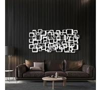 Decoración de Pared de Metal Minimalista Moderna, Estilo Lujoso, Escultura Abstracta 3D de Mediados de Siglo, Escultura para Sala de Estar (Blanco, 41 x 20 Pulgadas / 105 x 50 cm)