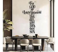 Decoración de Pared de Metal Minimalista Moderna Porque de Tal Manera ama Dios al Mundo, Cruz de Juan 3:16, versículo bíblico de Jesús, para Colgar en el hogar (Negro, 135 x 80 c