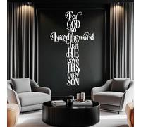 Decoración de Pared de Metal Minimalista Moderna Porque de Tal Manera ama Dios al Mundo, Cruz de Juan 3:16, versículo bíblico de Jesús, para Colgar en el hogar (Blanco, 90 x 53 c