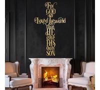 Decoración de Pared de Metal Minimalista Moderna Porque de Tal Manera ama Dios al Mundo, Cruz de Juan 3:16, versículo bíblico de Jesús, para Colgar en el hogar (Dorado, 121 x 71