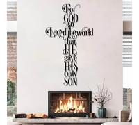 Decoración de Pared de Metal Minimalista Moderna Porque de Tal Manera ama Dios al Mundo, Cruz de Juan 3:16, versículo bíblico de Jesús, para Colgar en el hogar (Negro, 105 x 62 c
