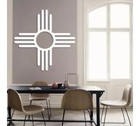 Decoración de Pared de Metal Negro auténtico con el símbolo del Sol Zia, Arte Espiritual del suroeste, decoración de Pared con el símbolo del Sol, Escultura Moderna para Sala de Estar, Dormitorio y p