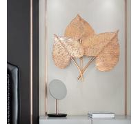 Decoración de pared de metal para el hogar, escultura de arte de pared de hoja de árbol de metal dorado, escultura de hoja de árbol de pared de metal para jardín, decoración de pared para el hogar,
